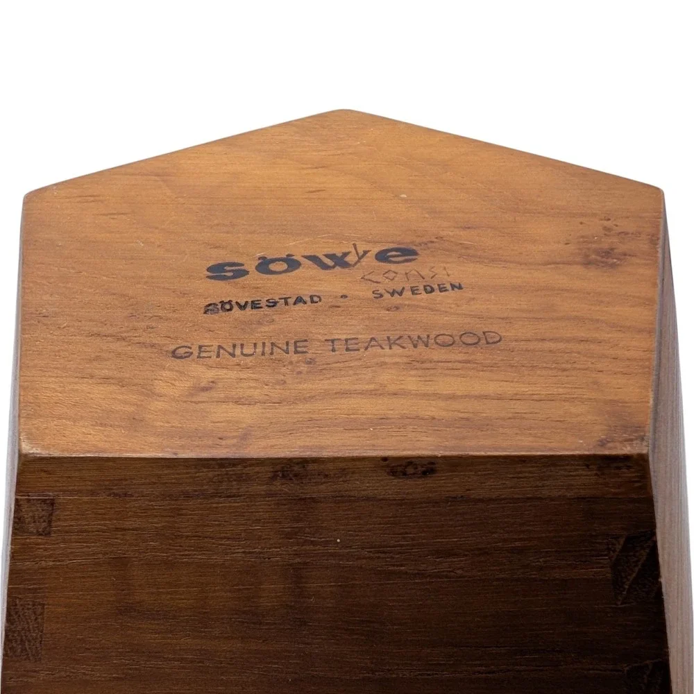 Vintage Sowe Teakwood Bowl Dovetail Handmade Pentagon Sweden Mid‎ Century SEE